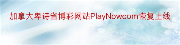 加拿大卑诗省博彩网站PlayNowcom恢复上线